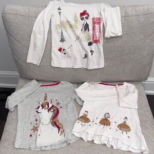 Girls' Graphic Long Sleeve Tops - Set of 3